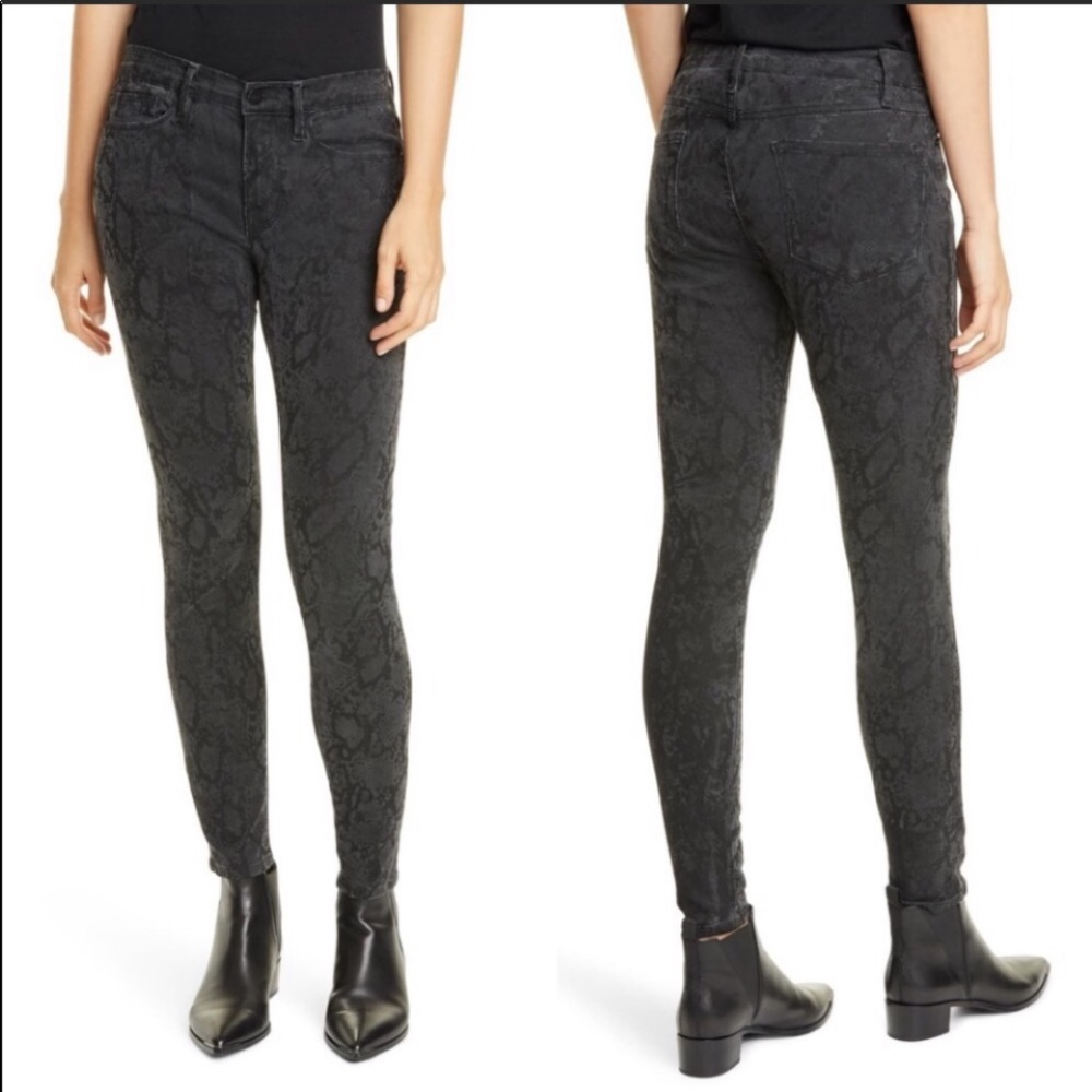 NEW! FRAME Snakeskin Print Skinny Jeans
